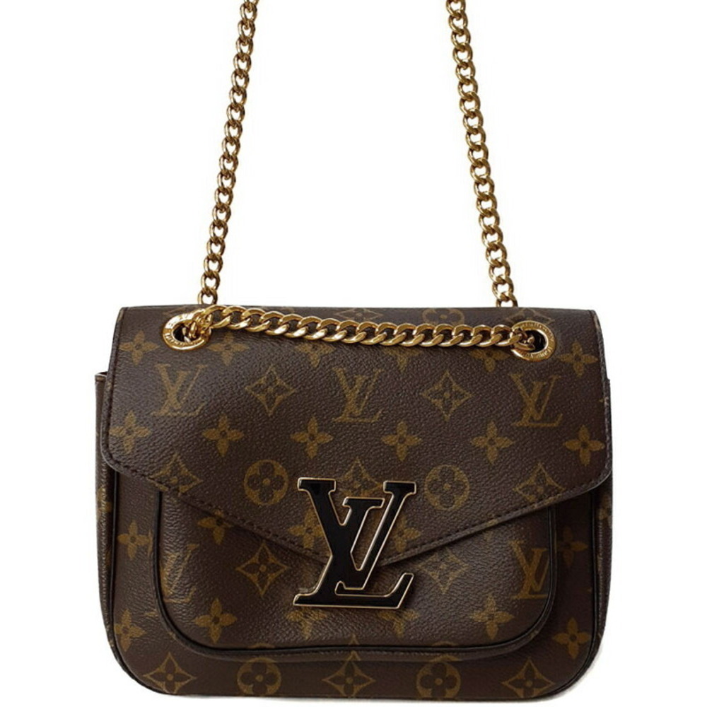 Louis Vuitton Monogram Leather Brown Passy Chain Shoulder Bag